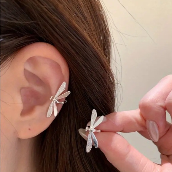 Whimsy_and_Rose Jewelry - Silver Dragonfly Ear Cuffs ~ Set of 2